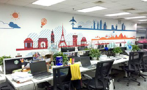 嵩明教你设计办公室墙绘的方法。